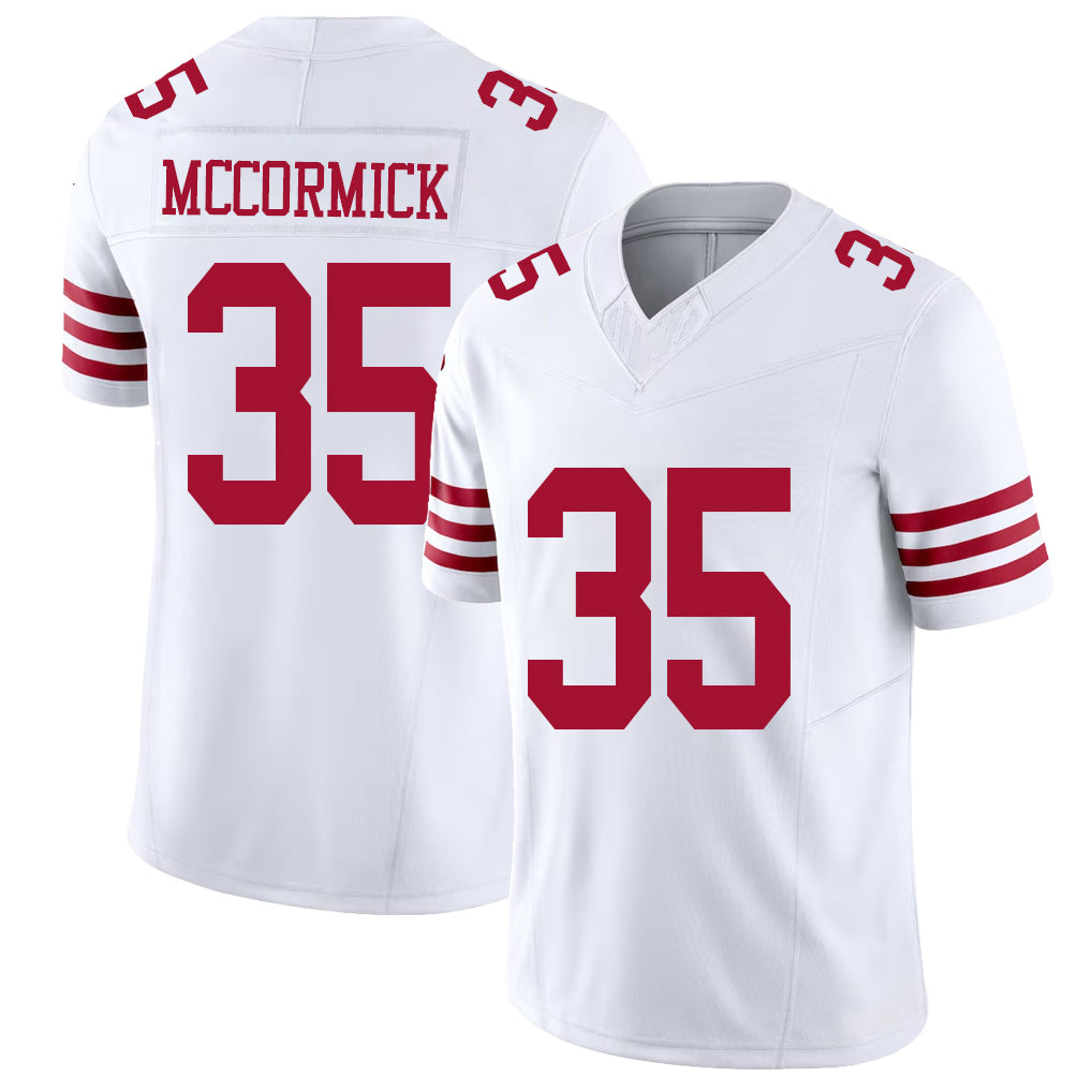 San Francisco #35 McCormick Player Football V Neck Short Sleeve White Jersey Sincere For Men Youth Women Gift