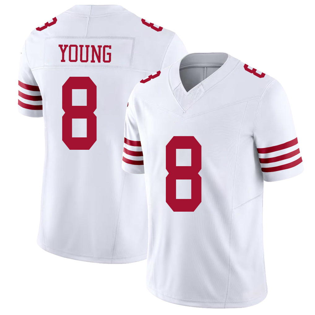 San Francisco #8 Young Player Football V Neck Short Sleeve White Jersey Steve For Men Youth Women Gift