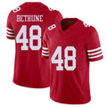 San Francisco #48 Bethune Player Football V Neck Short Sleeve Scarlet Jersey Tatum For Men Youth Women Gift