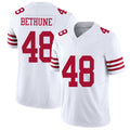 San Francisco #48 Bethune Player Football V Neck Short Sleeve White Jersey Tatum For Men Youth Women Gift