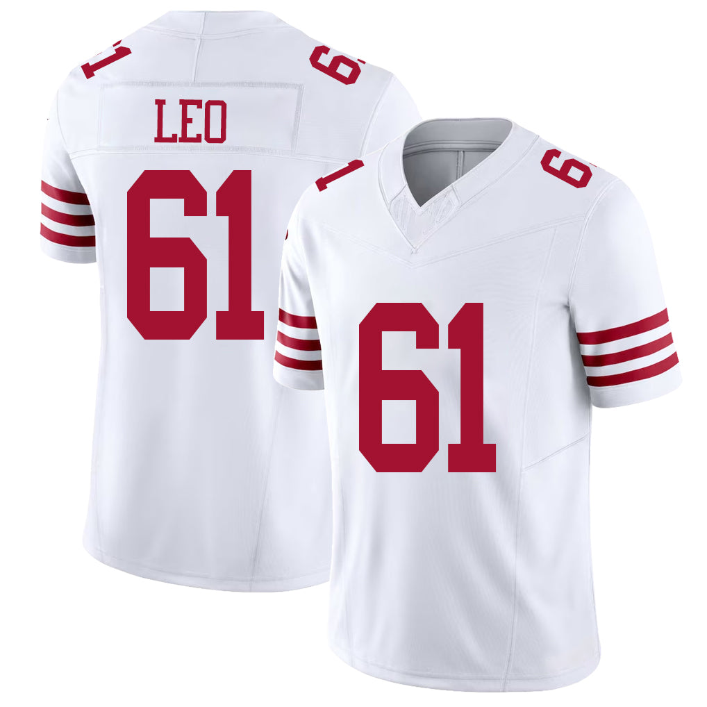 San Francisco #61 Leo Player Football V Neck Short Sleeve White Jersey Titus For Men Youth Women Gift