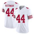 San Francisco #44 Rathman Player Football V Neck Short Sleeve White Jersey Tom For Men Youth Women Gift