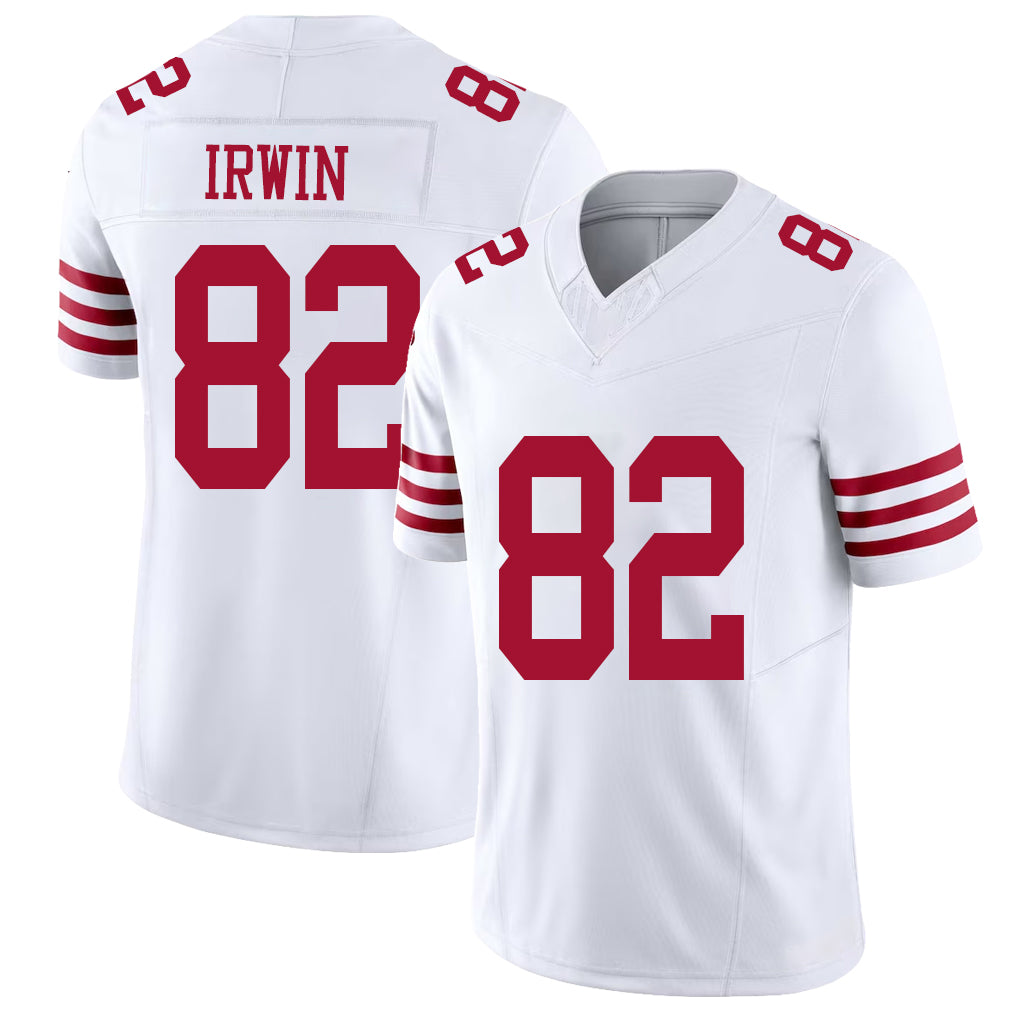 San Francisco #82 Irwin Player Football V Neck Short Sleeve White Jersey Trenton For Men Youth Women Gift