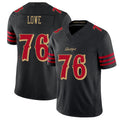 San Francisco #76 Lowe Player Football V Neck Short Sleeve Black Jersey Vederian For Men Youth Women Gift