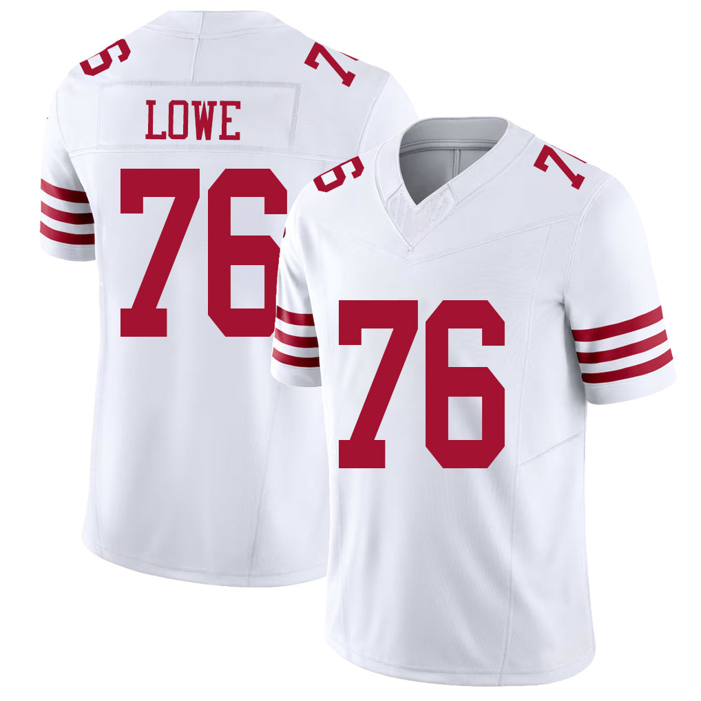 San Francisco #76 Lowe Player Football V Neck Short Sleeve White Jersey Vederian For Men Youth Women Gift