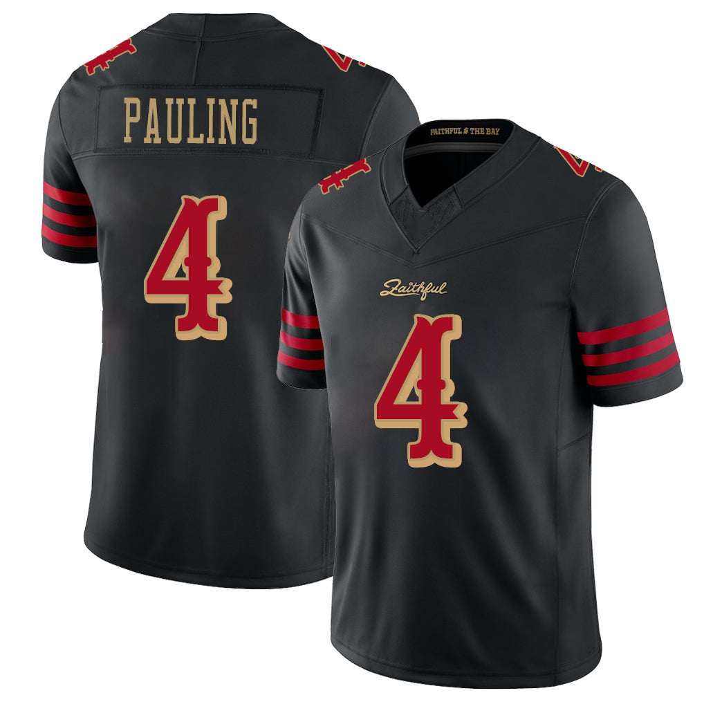 San Francisco #4 Pauling Player Football V Neck Short Sleeve Black Jersey Will For Men Youth Women Gift