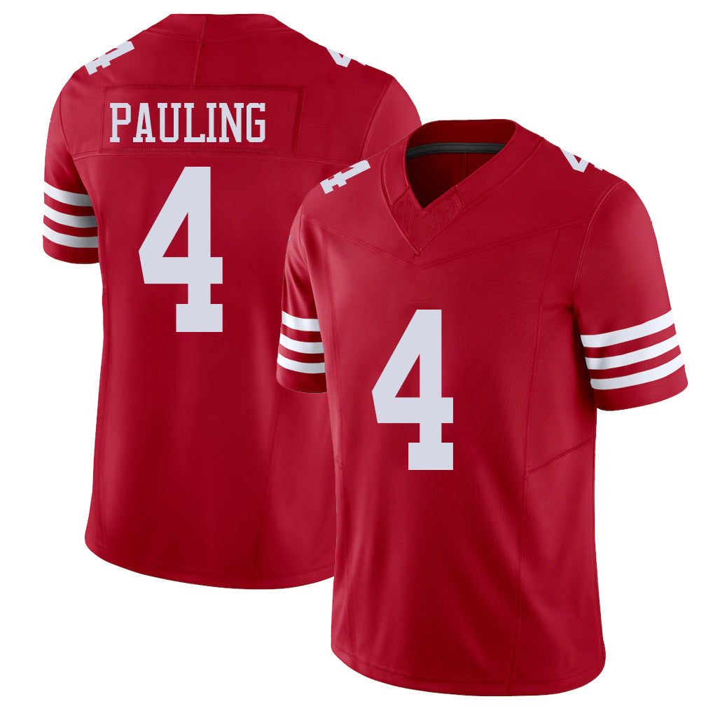 San Francisco #4 Pauling Player Football V Neck Short Sleeve Scarlet Jersey Will For Men Youth Women Gift