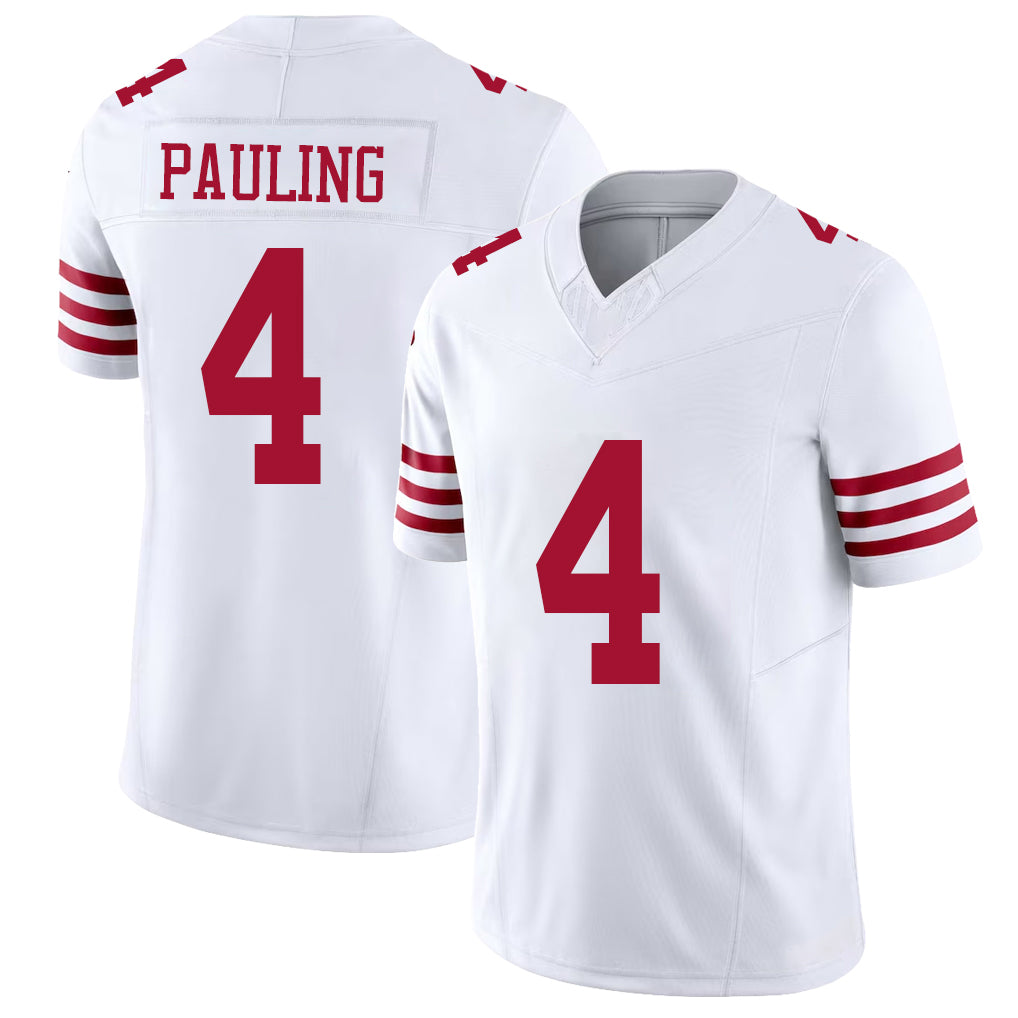 San Francisco #4 Pauling Player Football V Neck Short Sleeve White Jersey Will For Men Youth Women Gift