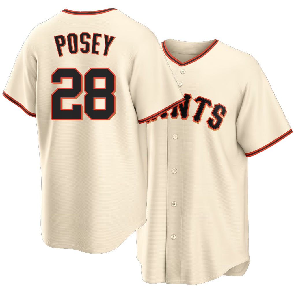 San Francisco #28 Posey Player Baseball Short Sleeve Cream Jersey Buster For Men Women Youth Gift
