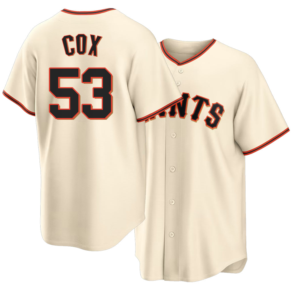 San Francisco #53 Cox Player Baseball Short Sleeve Cream Jersey Jonah For Men Women Youth Gift