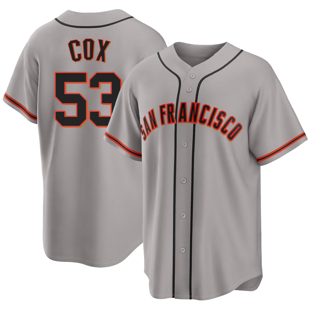 San Francisco #53 Cox Player Baseball Short Sleeve Gray Jersey Jonah For Men Women Youth Gift