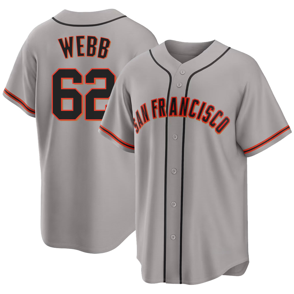 San Francisco #62 Webb Player Baseball Short Sleeve Gray Jersey Logan For Men Women Youth Gift