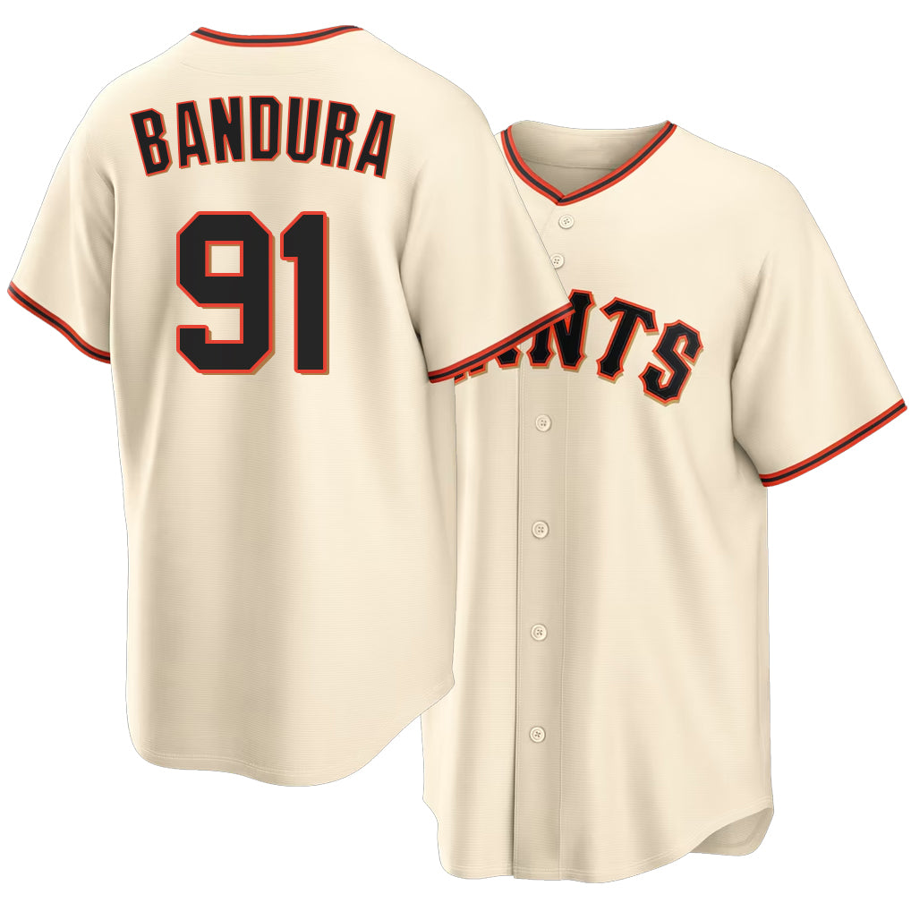San Francisco #91 Bandura Player Baseball Short Sleeve Cream Jersey Scott For Men Women Youth Gift