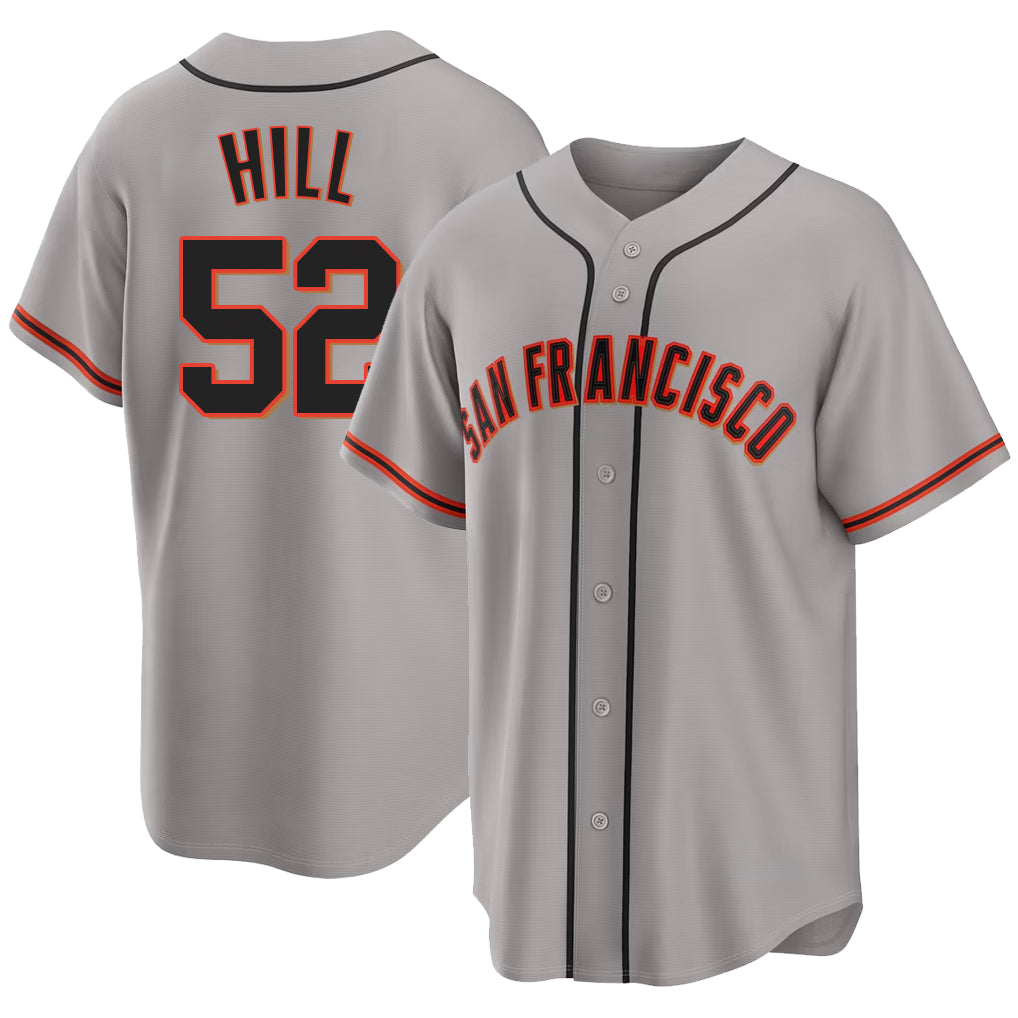 San Francisco #52 Hill Player Baseball Short Sleeve Gray Jersey Turner For Men Women Youth Gift