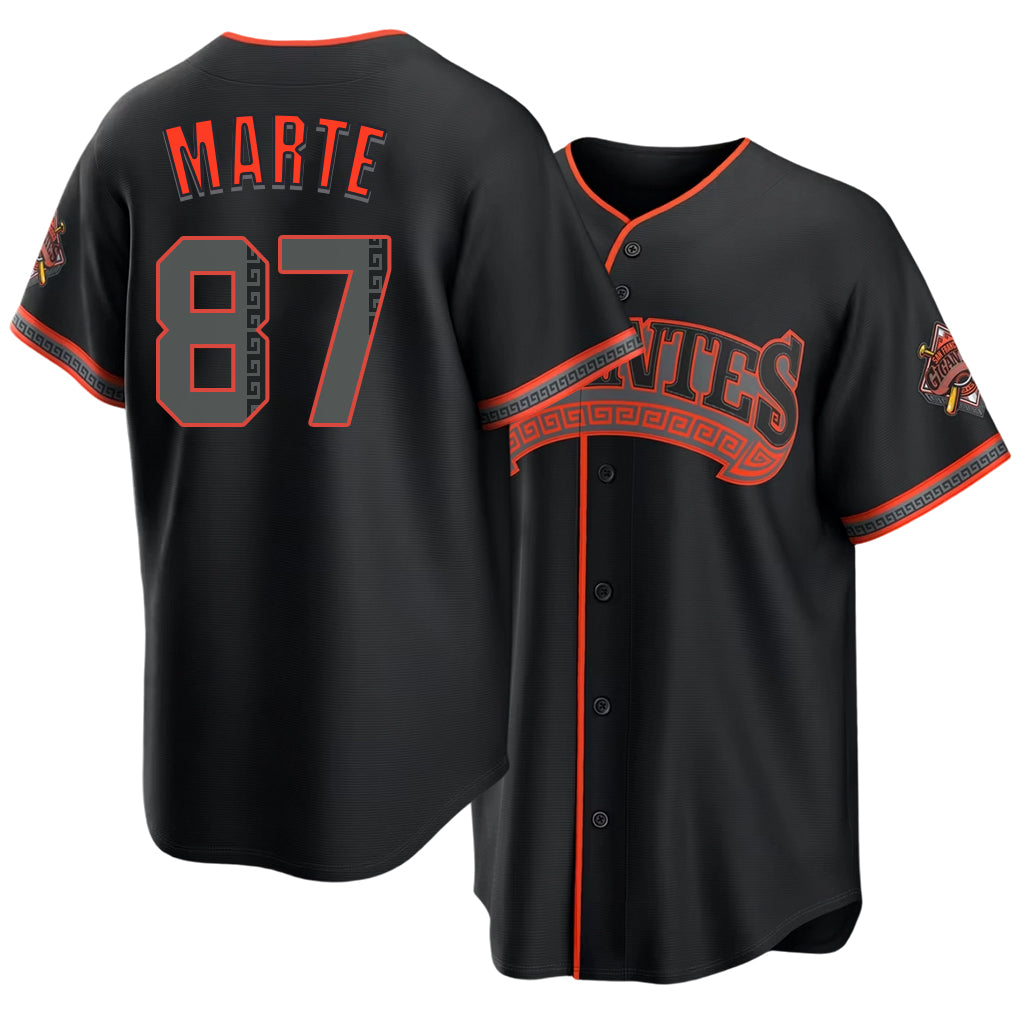 San Francisco #87 Marte Player Baseball Short Sleeve Black Jersey Yunior For Men Women Youth Gift