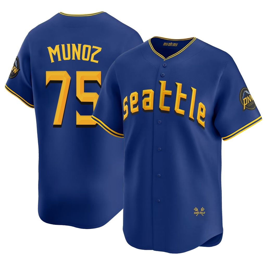 Seattle #75 Muñoz Player Baseball Short Sleeve Royal Jersey Andrés For Men Women Youth Gift