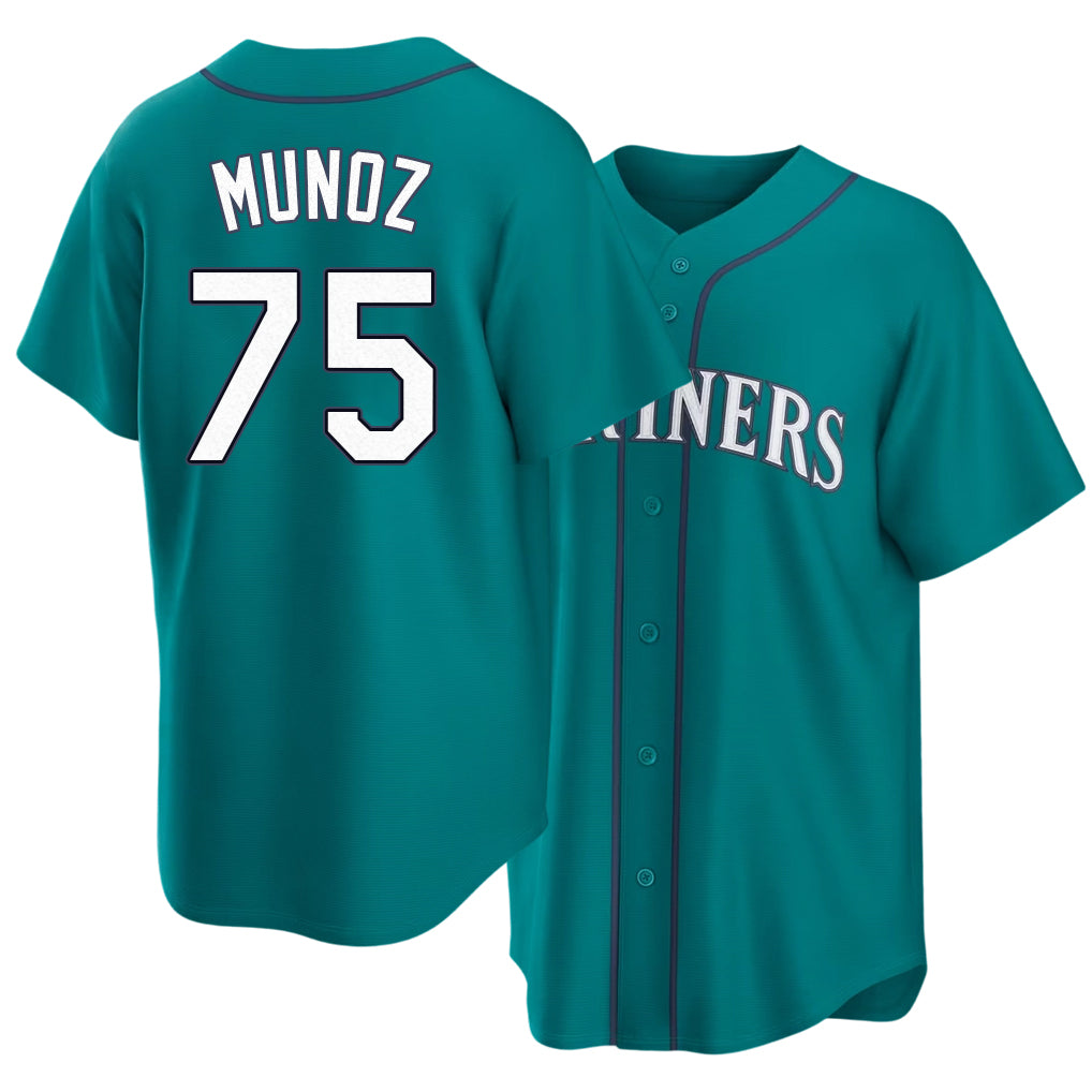 Seattle #75 Muñoz Player Baseball Short Sleeve Teal Jersey Andrés For Men Women Youth Gift
