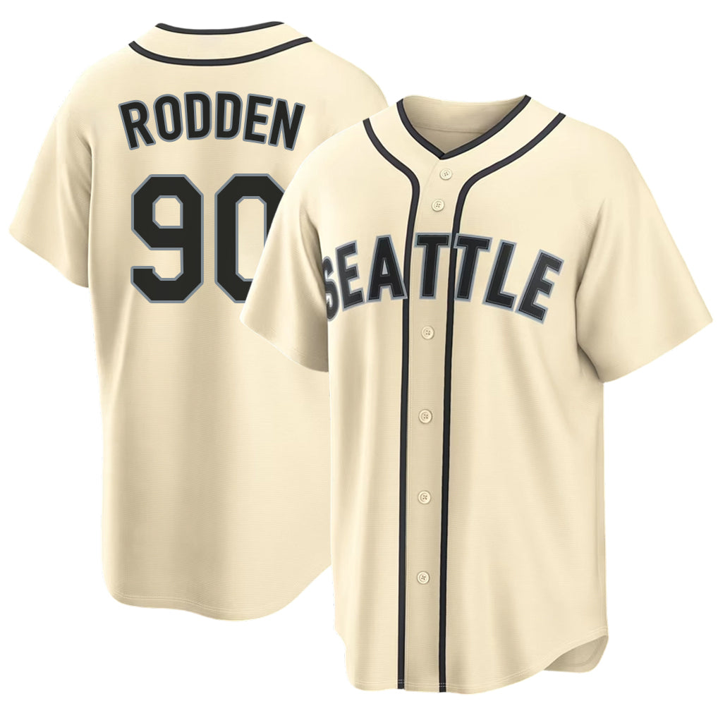 Seattle #90 Rodden Player Baseball Short Sleeve Cream Jersey Brock For Men Women Youth Gift