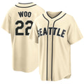 Seattle #22 Woo Player Baseball Short Sleeve Cream Jersey Bryan For Men Women Youth Gift