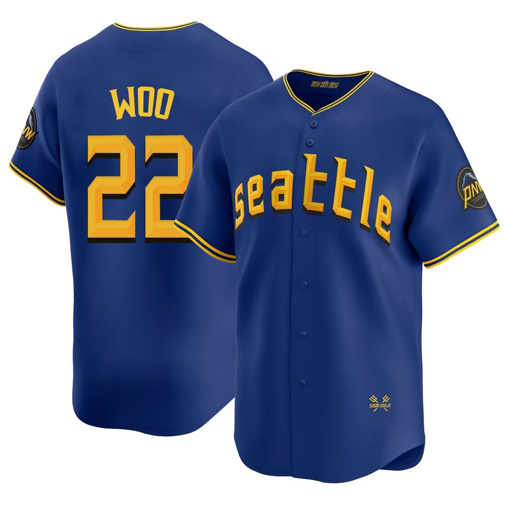 Seattle #22 Woo Player Baseball Short Sleeve Royal Jersey Bryan For Men Women Youth Gift