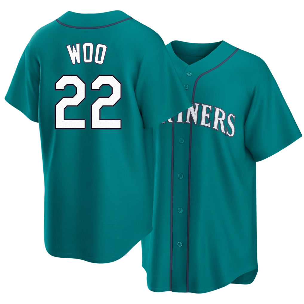 Seattle #22 Woo Player Baseball Short Sleeve Teal Jersey Bryan For Men Women Youth Gift
