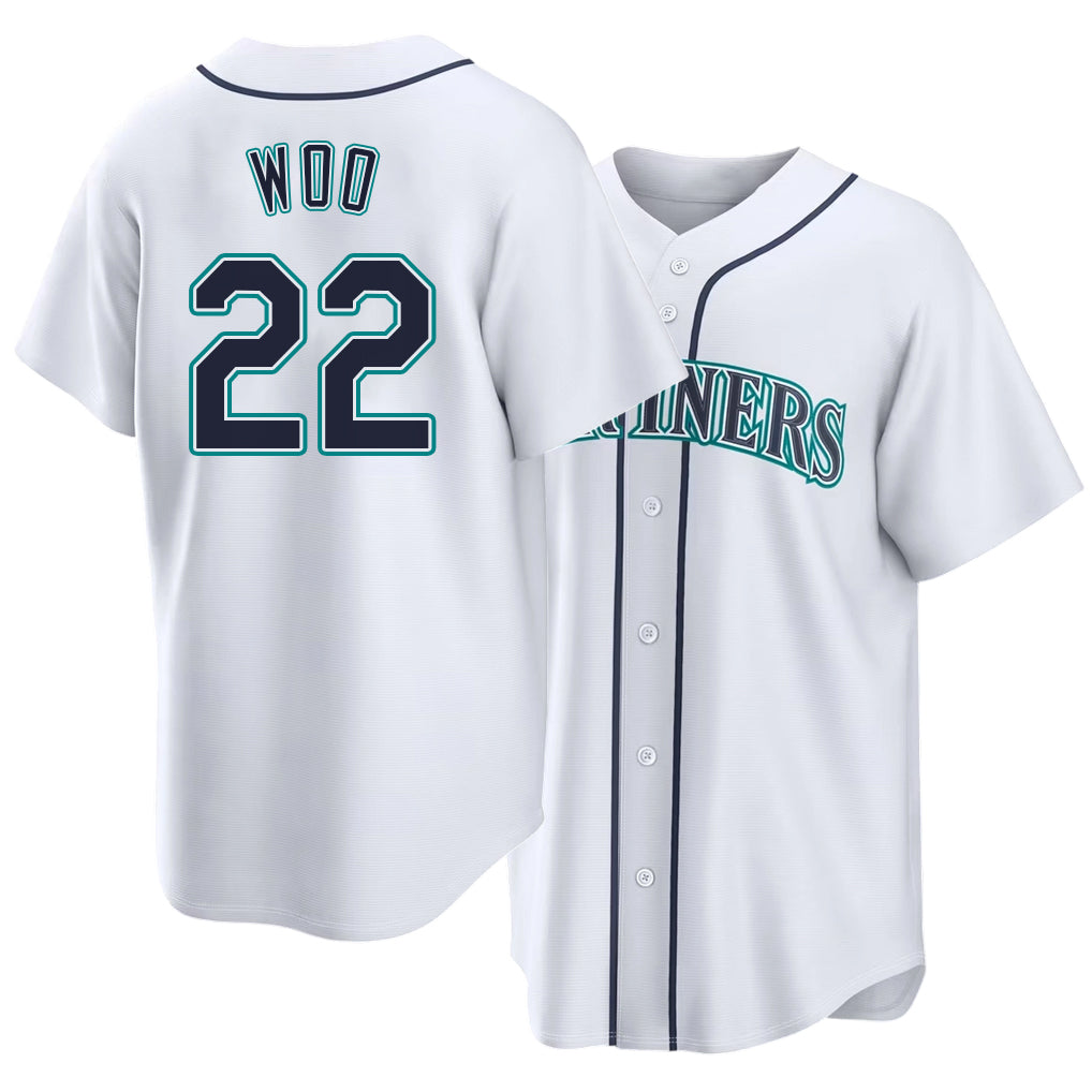 Seattle #22 Woo Player Baseball Short Sleeve White Jersey Bryan For Men Women Youth Gift