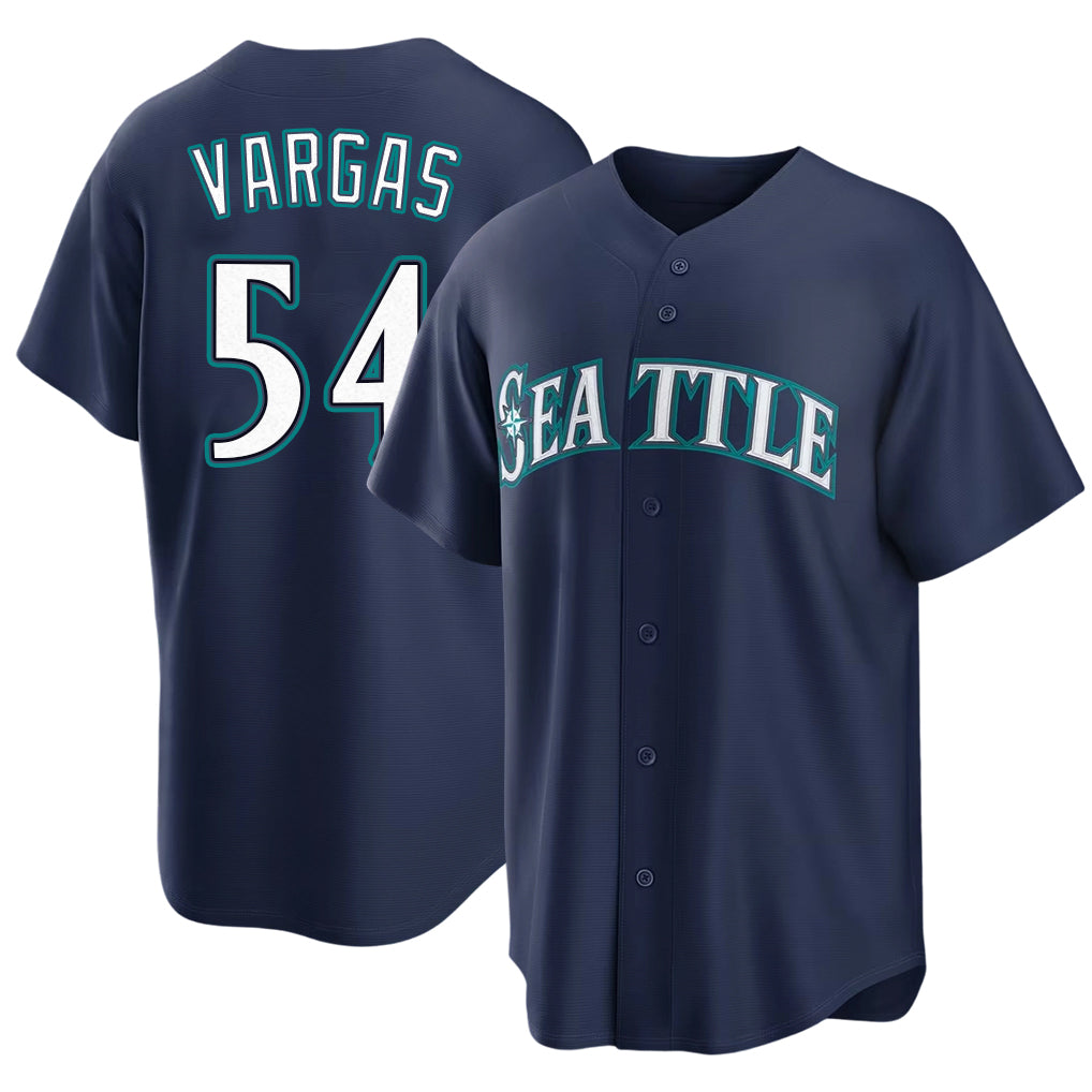 Seattle #54 Vargas Player Baseball Short Sleeve Navy Jersey Carlos For Men Women Youth Gift