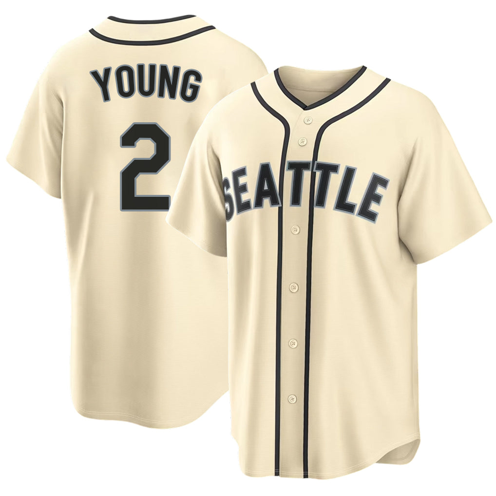 Seattle #2 Young Player Baseball Short Sleeve Cream Jersey Cole For Men Women Youth Gift