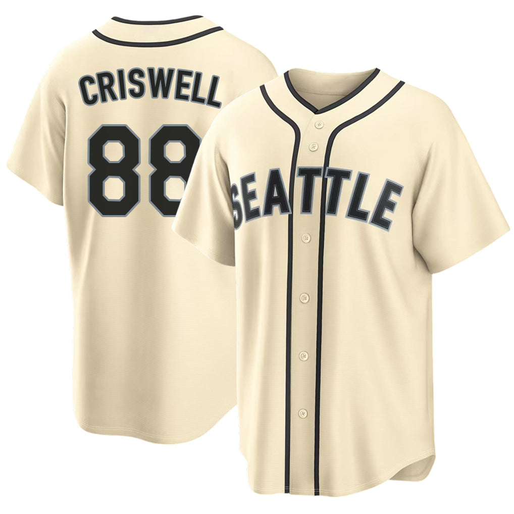 Seattle #88 Criswell Player Baseball Short Sleeve Cream Jersey Cooper For Men Women Youth Gift
