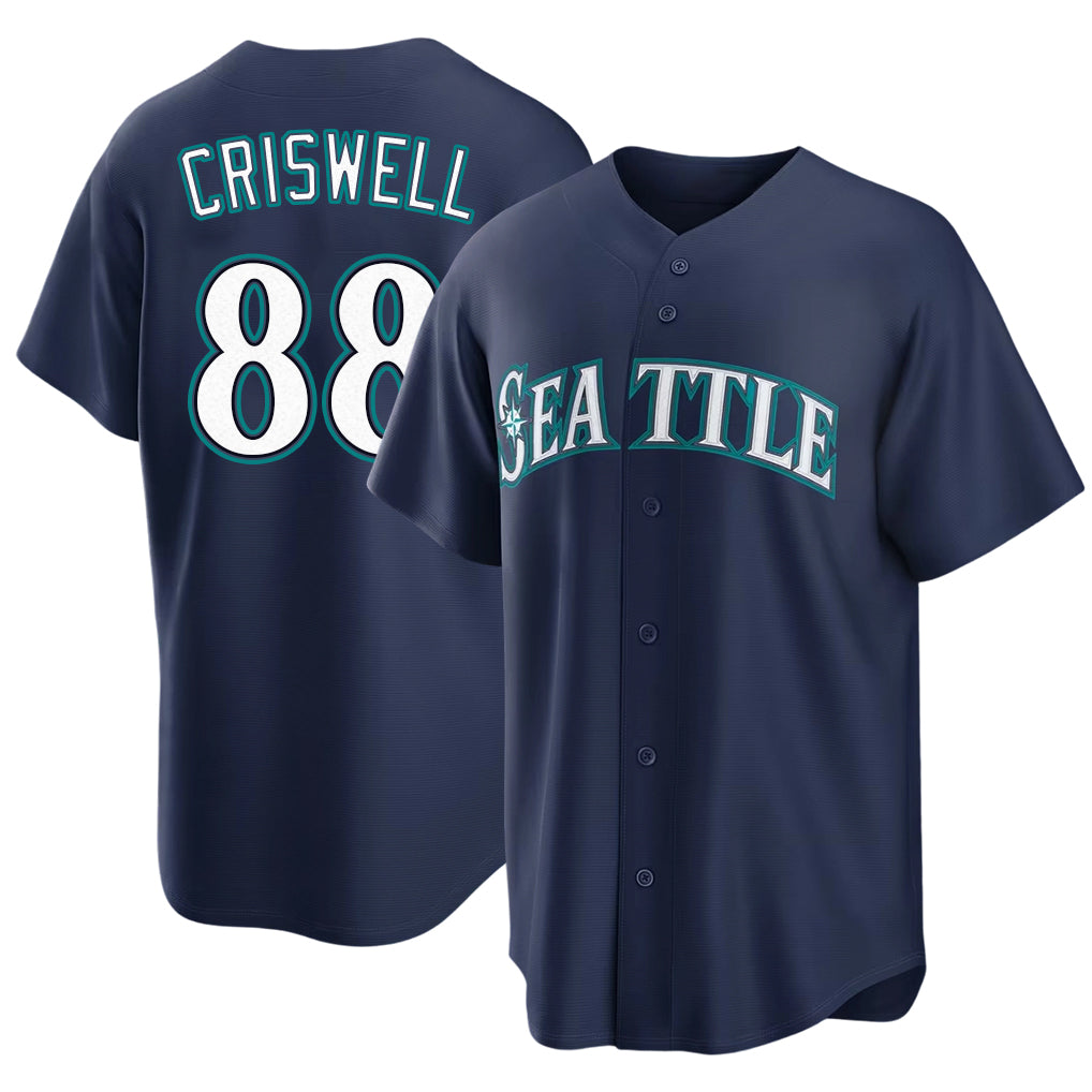 Seattle #88 Criswell Player Baseball Short Sleeve Navy Jersey Cooper For Men Women Youth Gift