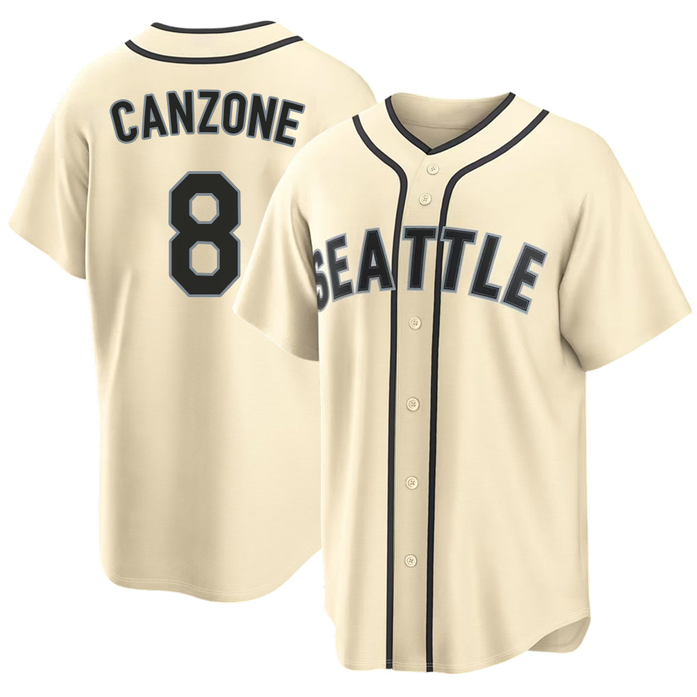 Seattle #8 Canzone Player Baseball Short Sleeve Cream Jersey Dominic For Men Women Youth Gift
