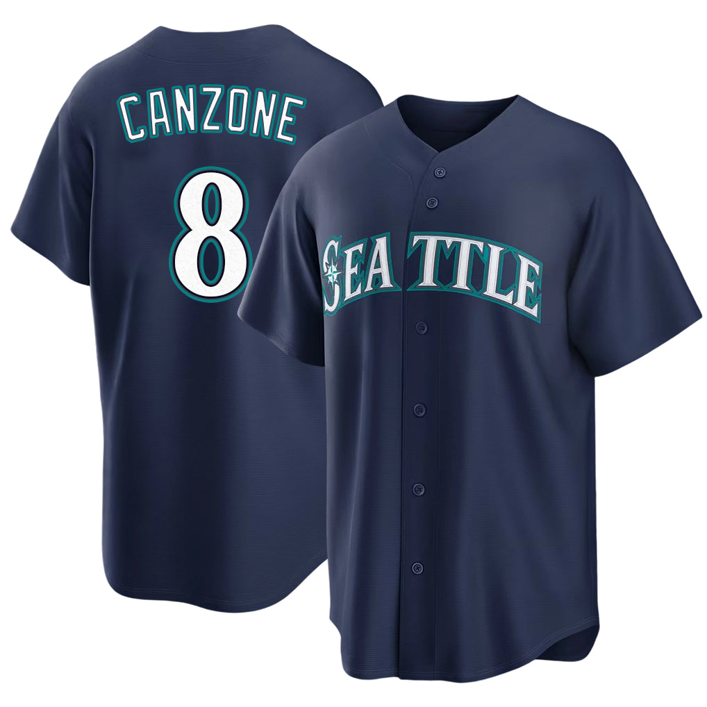 Seattle #8 Canzone Player Baseball Short Sleeve Navy Jersey Dominic For Men Women Youth Gift