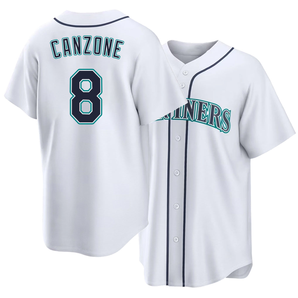 Seattle #8 Canzone Player Baseball Short Sleeve White Jersey Dominic For Men Women Youth Gift