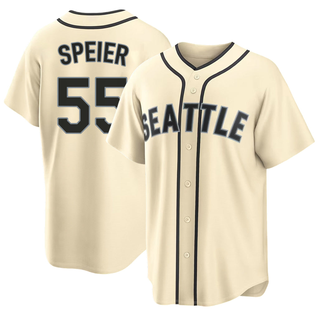Seattle #55 Speier Player Baseball Short Sleeve Cream Jersey Gabe For Men Women Youth Gift