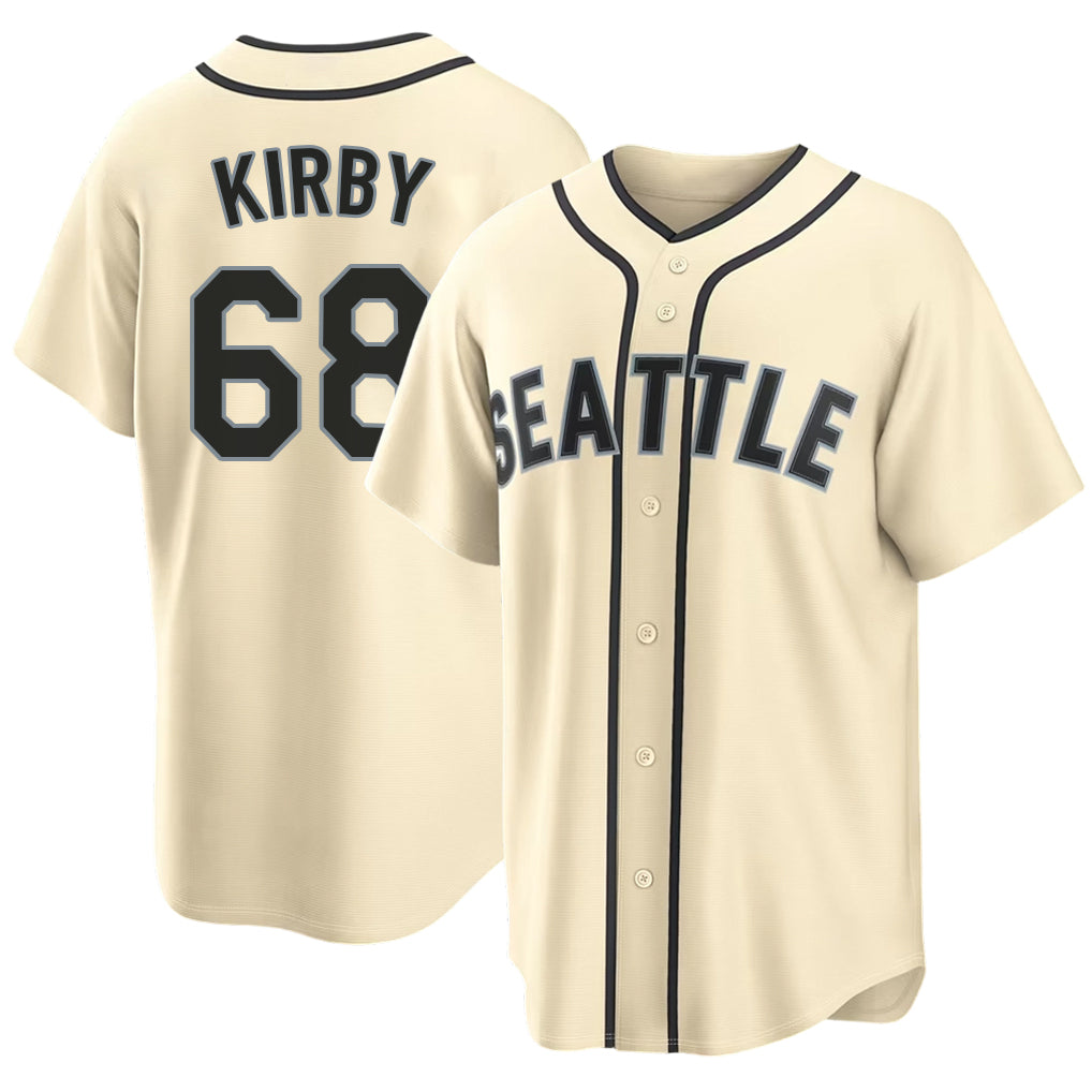 Seattle #68 Kirby Player Baseball Short Sleeve Cream Jersey George For Men Women Youth Gift