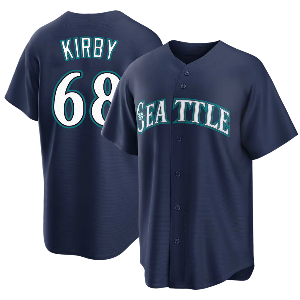 Seattle #68 Kirby Player Baseball Short Sleeve Navy Jersey George For Men Women Youth Gift