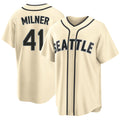 Seattle #41 Milner Player Baseball Short Sleeve Cream Jersey Hoby For Men Women Youth Gift
