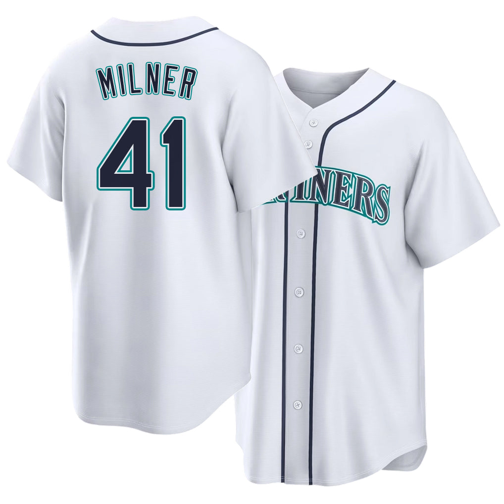 Seattle #41 Milner Player Baseball Short Sleeve White Jersey Hoby For Men Women Youth Gift