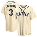 Seattle #3 Crawford Player Baseball Short Sleeve Cream Jersey J.P. For Men Women Youth Gift
