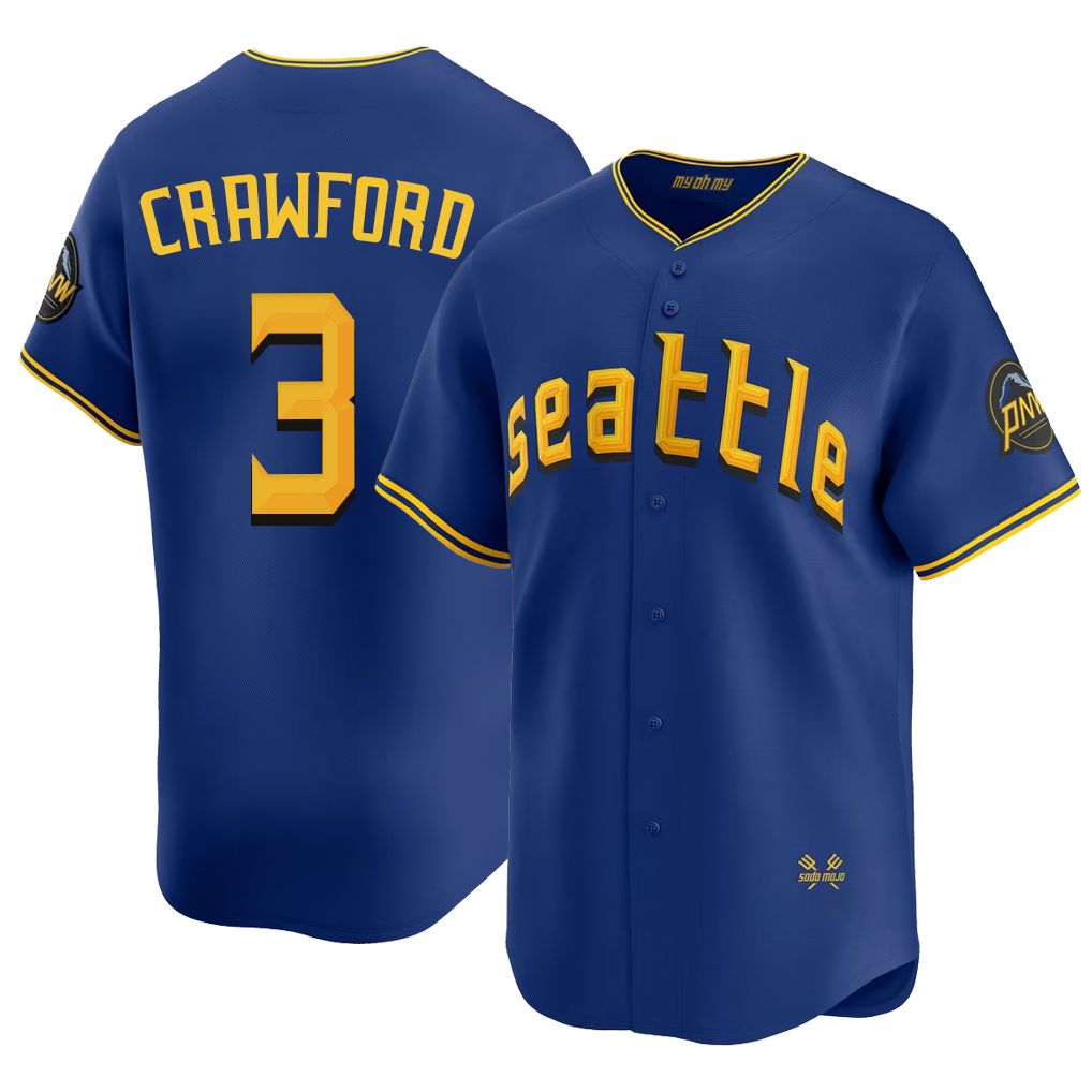 Seattle #3 Crawford Player Baseball Short Sleeve Royal Jersey J.P. For Men Women Youth Gift