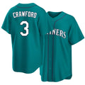 Seattle #3 Crawford Player Baseball Short Sleeve Teal Jersey J.P. For Men Women Youth Gift