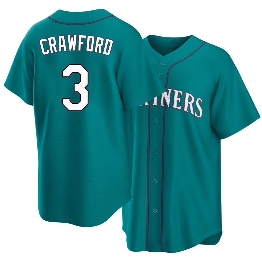 Seattle #3 Crawford Player Baseball Short Sleeve Teal Jersey J.P. For Men Women Youth Gift