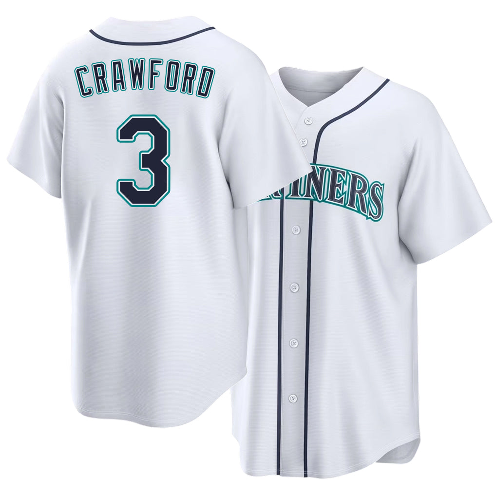Seattle #3 Crawford Player Baseball Short Sleeve White Jersey J.P. For Men Women Youth Gift