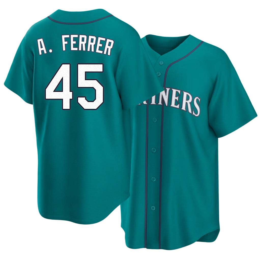 Seattle #45 A. Ferrer Player Baseball Short Sleeve Teal Jersey José For Men Women Youth Gift