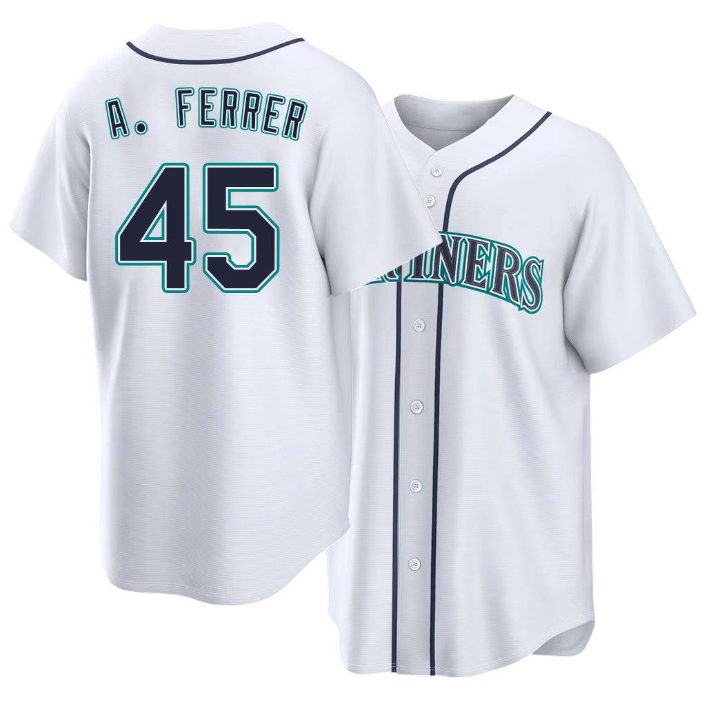 Seattle #45 A. Ferrer Player Baseball Short Sleeve White Jersey José For Men Women Youth Gift
