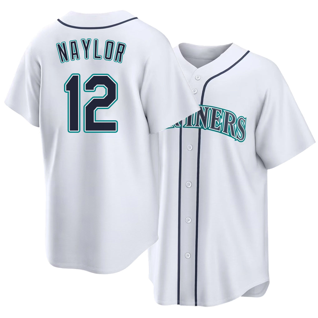 Seattle #12 Naylor Player Baseball Short Sleeve White Jersey Josh For Men Women Youth Gift