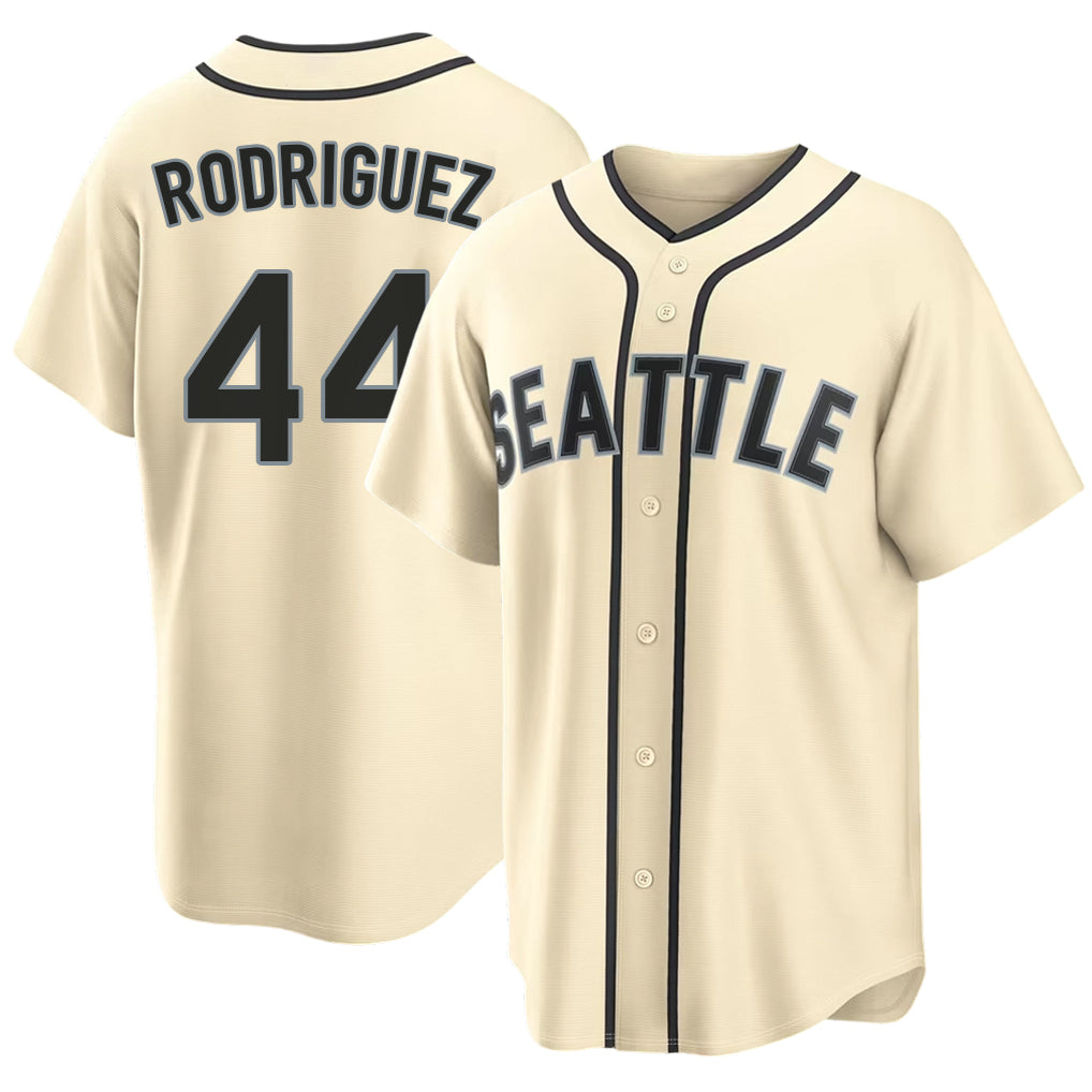 Seattle #44 Rodríguez Player Baseball Short Sleeve Cream Jersey Julio For Men Women Youth Gift