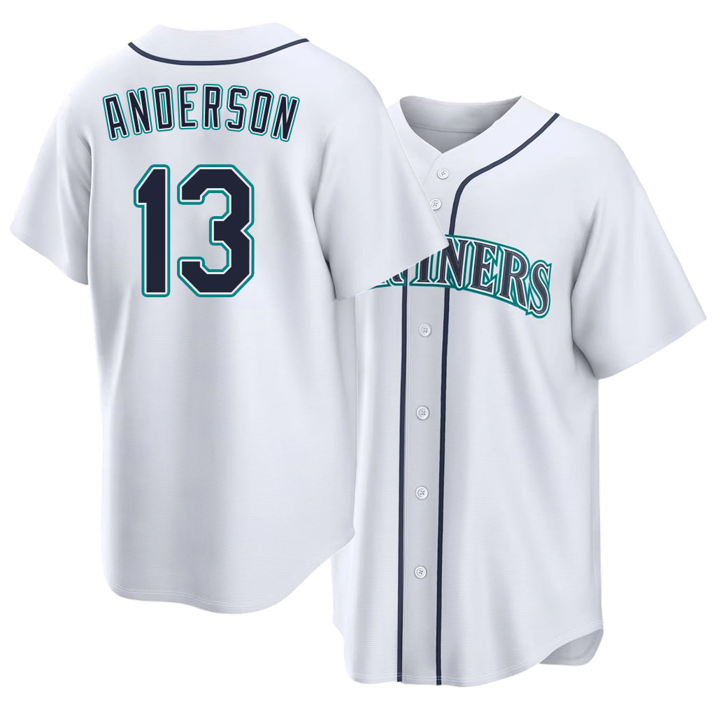 Seattle #13 Anderson Player Baseball Short Sleeve White Jersey Kade For Men Women Youth Gift