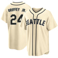 Seattle #24 Griffey Jr. Player Baseball Short Sleeve Cream Jersey Ken For Men Women Youth Gift