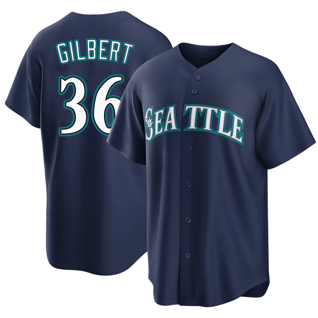 Seattle #36 Gilbert Player Baseball Short Sleeve Navy Jersey Logan For Men Women Youth Gift